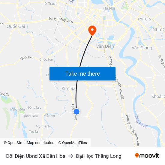 Đối Diện Ubnd Xã Dân Hòa to Đại Học Thăng Long map