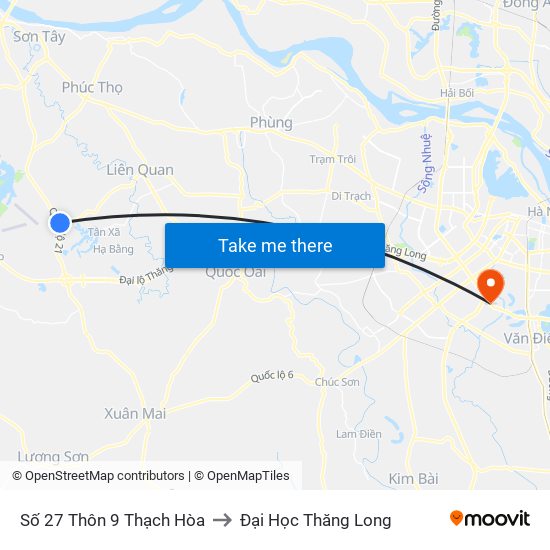 Số 27 Thôn 9 Thạch Hòa to Đại Học Thăng Long map