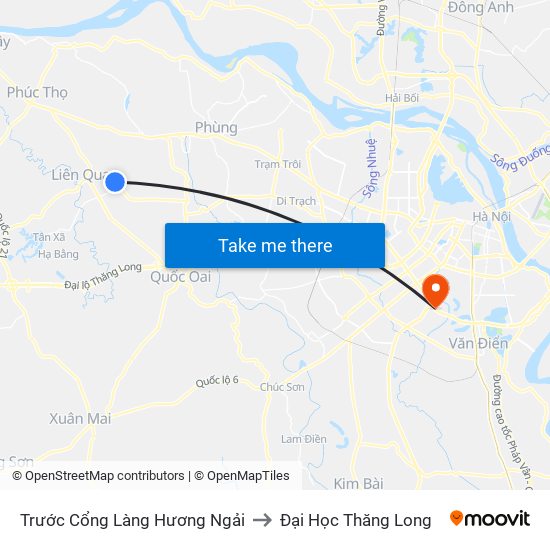 Trước Cổng Làng Hương Ngải to Đại Học Thăng Long map