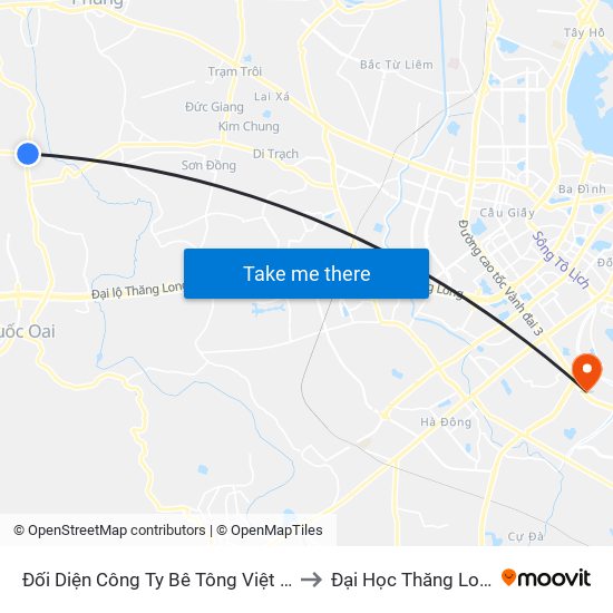 Đối Diện Công Ty Bê Tông Việt Mỹ to Đại Học Thăng Long map