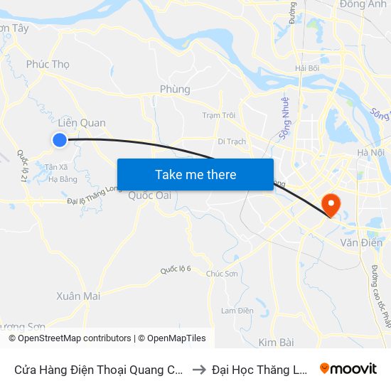 Cửa Hàng Điện Thoại Quang Chính to Đại Học Thăng Long map