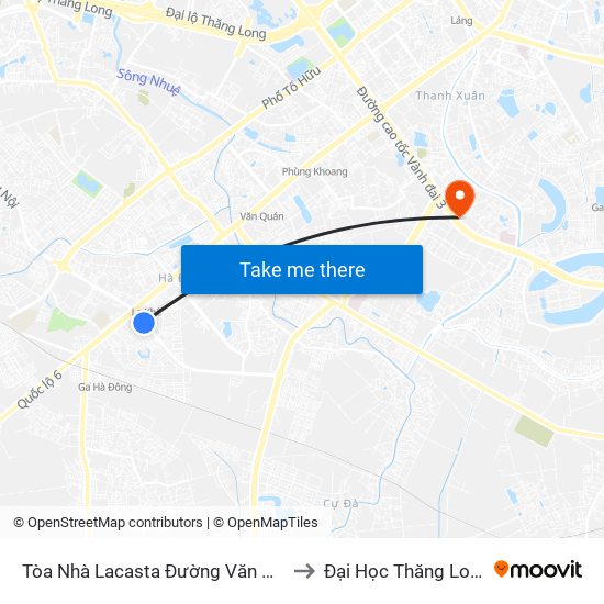 Tòa Nhà Lacasta Đường Văn Khê to Đại Học Thăng Long map