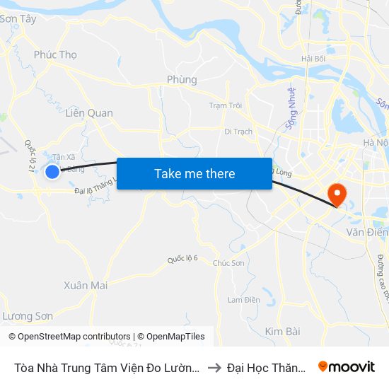 Tòa Nhà Trung Tâm Viện  Đo Lường Việt Nam to Đại Học Thăng Long map