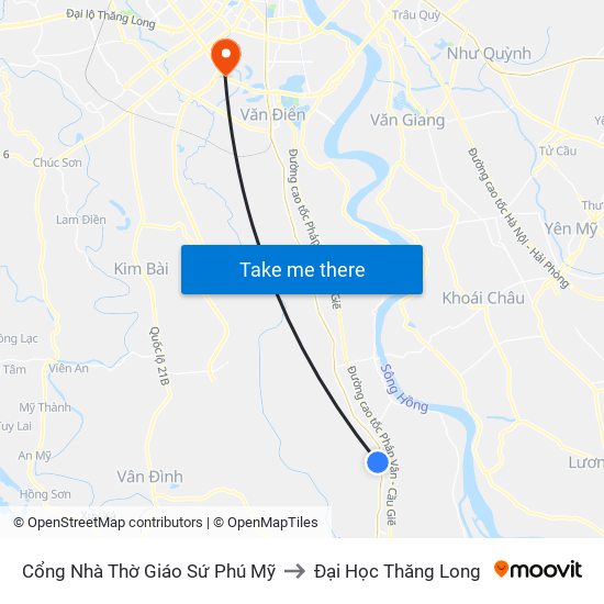 Cổng Nhà Thờ Giáo Sứ Phú Mỹ to Đại Học Thăng Long map