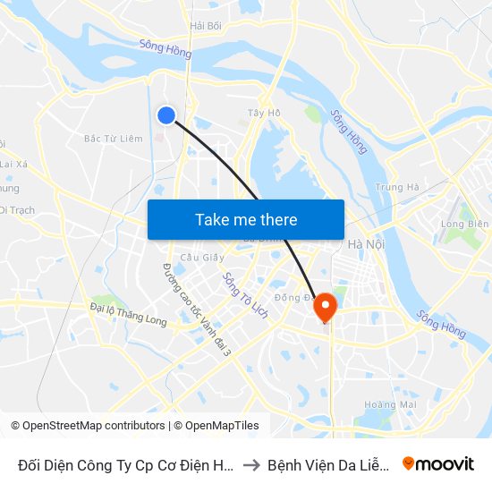 Đối Diện Công Ty Cp Cơ Điện Hn- Đường Đức Thắng to Bệnh Viện Da Liễu Trung Ương map