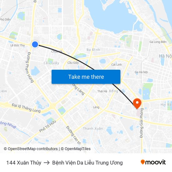 144 Xuân Thủy to Bệnh Viện Da Liễu Trung Ương map