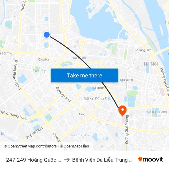 247-249 Hoàng Quốc Việt to Bệnh Viện Da Liễu Trung Ương map