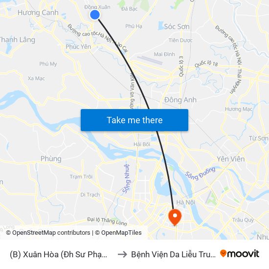 (B) Xuân Hòa (Đh Sư Phạm Hà Nội 2) to Bệnh Viện Da Liễu Trung Ương map