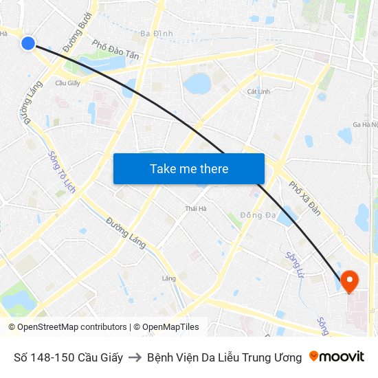 Số 148-150 Cầu Giấy to Bệnh Viện Da Liễu Trung Ương map