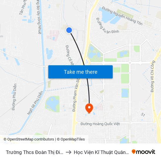 Trường Thcs Đoàn Thị Điểm to Học Viện Kĩ Thuật Quân Sự map