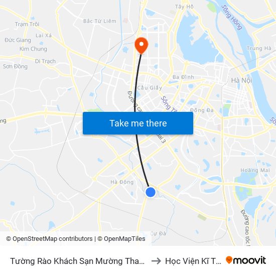 Tường Rào Khách Sạn Mường Thanh - Kđt Xa La - Đường Phúc La to Học Viện Kĩ Thuật Quân Sự map