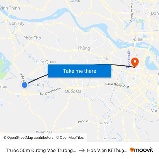 Trước 50m Đường Vào Trường Đh Fpt, Hòa Lạc to Học Viện Kĩ Thuật Quân Sự map