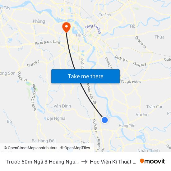 Trước 50m Ngã 3 Hoàng Nguyên - Dt428 to Học Viện Kĩ Thuật Quân Sự map