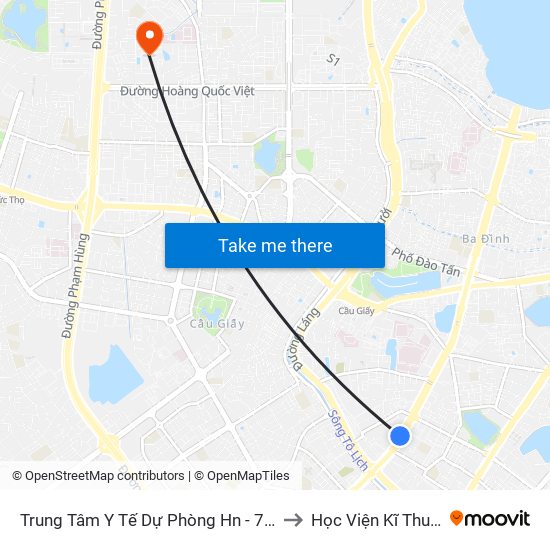 Trung Tâm Y Tế Dự Phòng Hn - 70 Nguyễn Chí Thanh to Học Viện Kĩ Thuật Quân Sự map