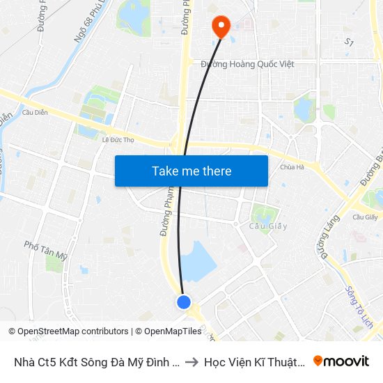 Nhà Ct5 Kđt Sông Đà Mỹ Đình - Phạm Hùng to Học Viện Kĩ Thuật Quân Sự map