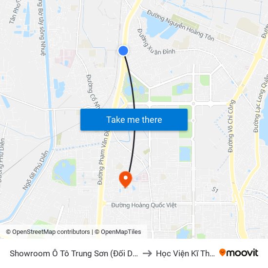 Showroom Ô Tô Trung Sơn (Đối Diện 315 Phạm Văn Đồng) to Học Viện Kĩ Thuật Quân Sự map