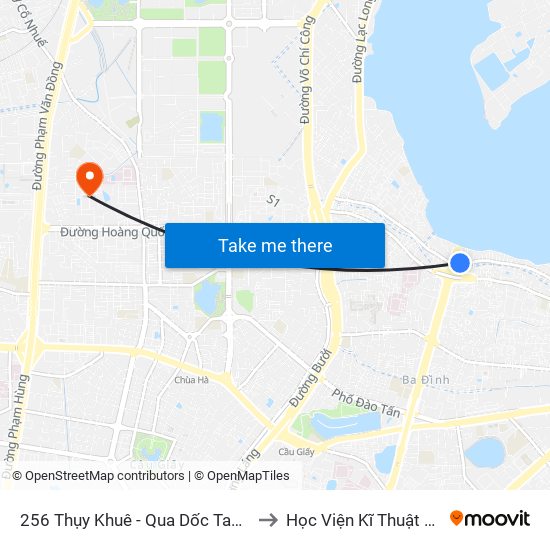 256 Thụy Khuê - Qua Dốc Tam Đa 100m to Học Viện Kĩ Thuật Quân Sự map