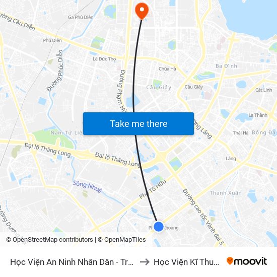 Học Viện An Ninh Nhân Dân - Trần Phú (Hà Đông ) to Học Viện Kĩ Thuật Quân Sự map