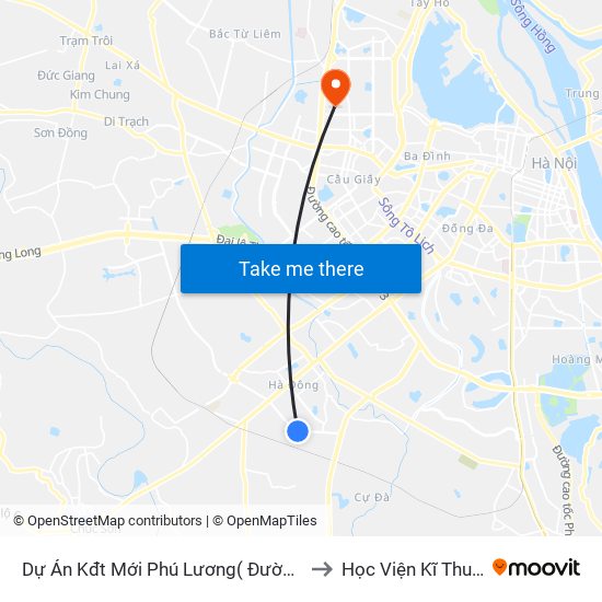 Dự Án Kđt Mới Phú Lương( Đường Phúc La- Văn Phú) to Học Viện Kĩ Thuật Quân Sự map