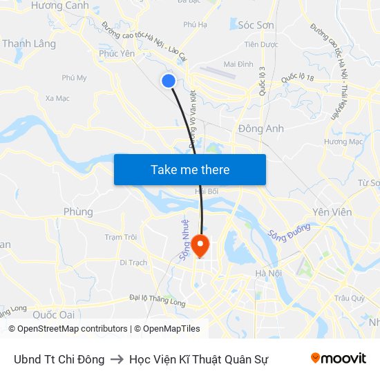 Ubnd Tt Chi Đông to Học Viện Kĩ Thuật Quân Sự map