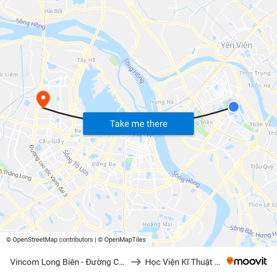 Vincom Long Biên - Đường Chu Huy Mân to Học Viện Kĩ Thuật Quân Sự map