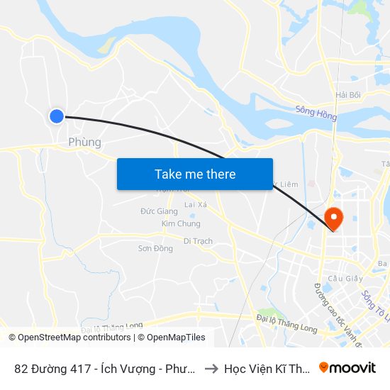 82 Đường 417 - Ích Vượng - Phương Đình - Đan Phượng to Học Viện Kĩ Thuật Quân Sự map