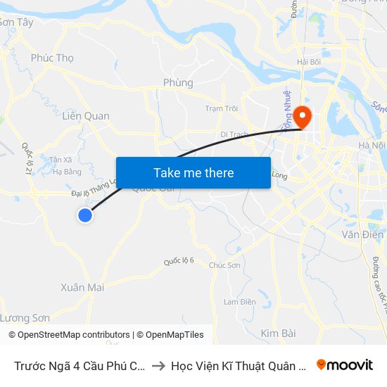 Trước Ngã 4 Cầu Phú Cát to Học Viện Kĩ Thuật Quân Sự map