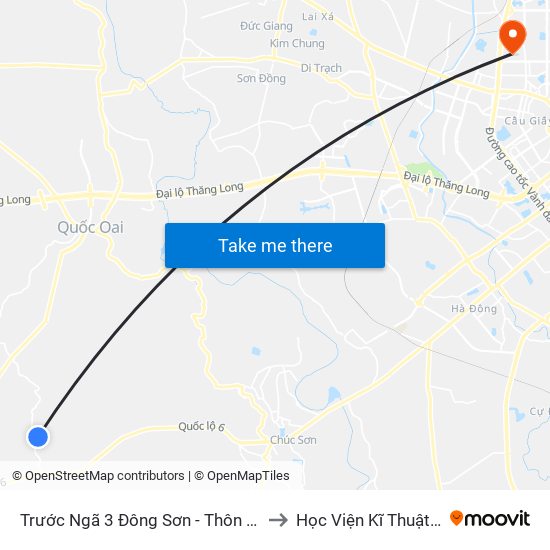 Trước Ngã 3 Đông Sơn - Thôn Quyết Thượng to Học Viện Kĩ Thuật Quân Sự map