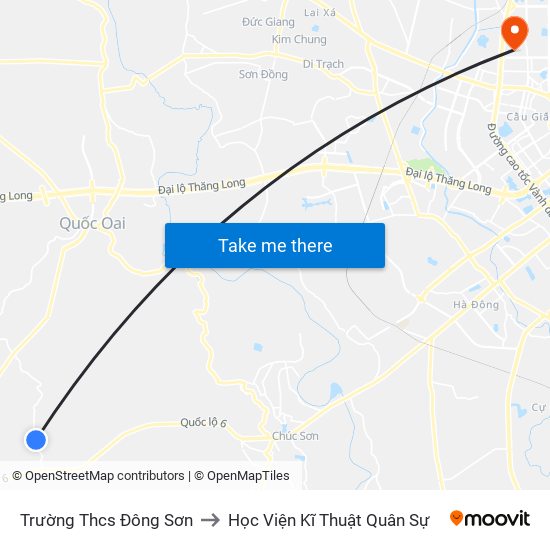 Trường Thcs Đông Sơn to Học Viện Kĩ Thuật Quân Sự map