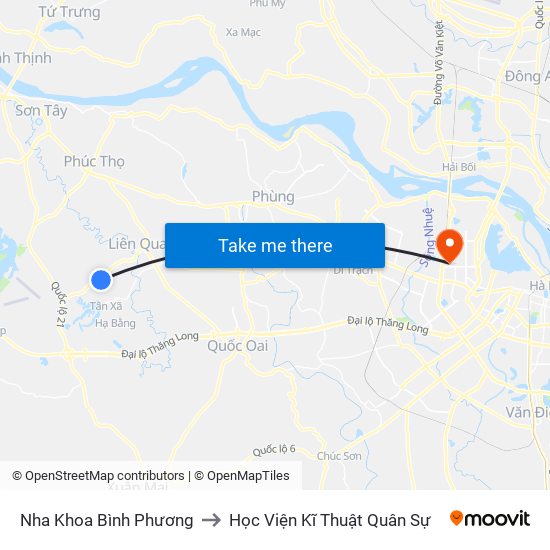 Nha Khoa Bình Phương to Học Viện Kĩ Thuật Quân Sự map