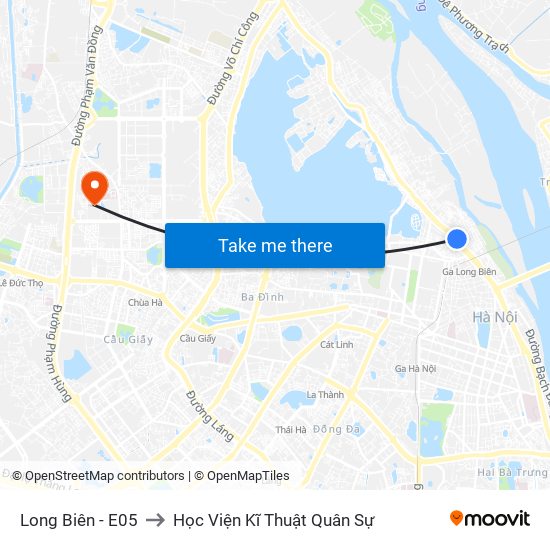 Long Biên - E05 to Học Viện Kĩ Thuật Quân Sự map