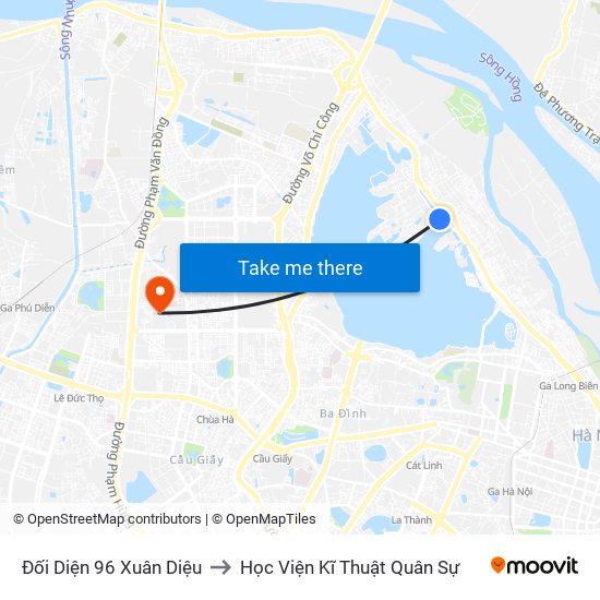 Đối Diện 96 Xuân Diệu to Học Viện Kĩ Thuật Quân Sự map