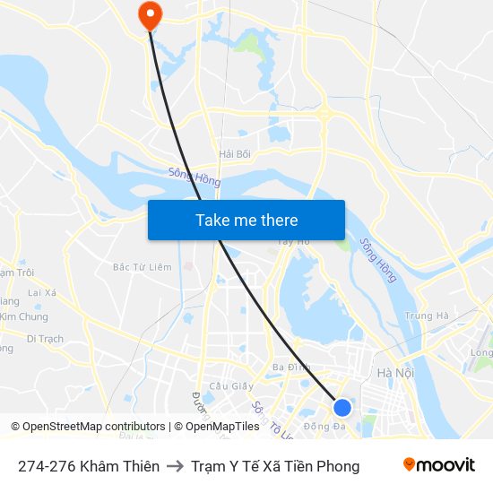 274-276 Khâm Thiên to Trạm Y Tế Xã Tiền Phong map