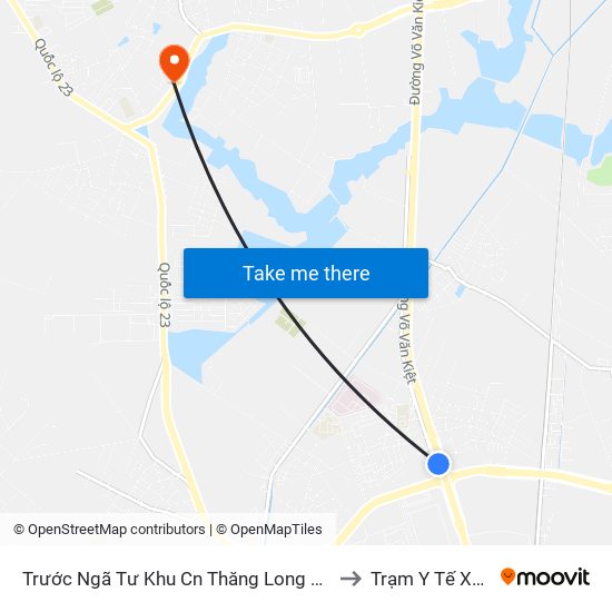 Trước Ngã Tư Khu Cn Thăng Long 100m (Chiều Nội Bài - Hà Nội) to Trạm Y Tế Xã Tiền Phong map