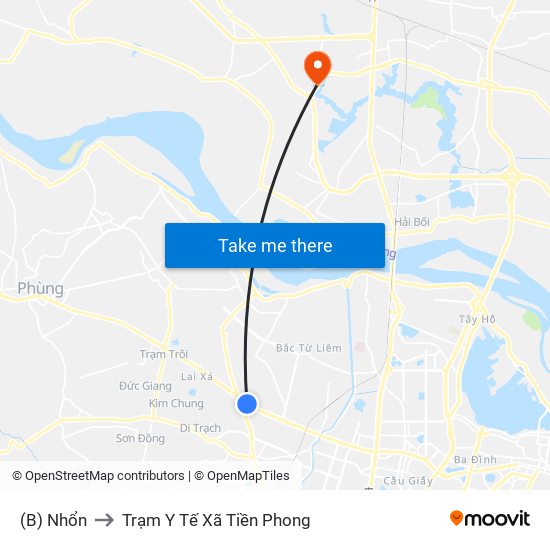 (B) Nhổn to Trạm Y Tế Xã Tiền Phong map