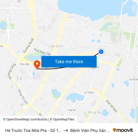 Hè Trước Tòa Nhà Pta - Số 1 Kim Mã to Bệnh Viện Phụ Sản Hà Nội map