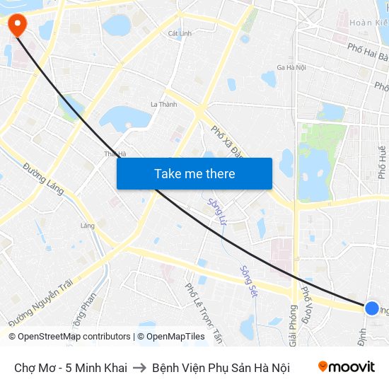 Chợ Mơ - 5 Minh Khai to Bệnh Viện Phụ Sản Hà Nội map