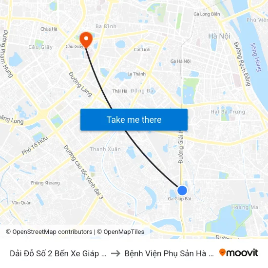 Dải Đỗ Số 2 Bến Xe Giáp Bát to Bệnh Viện Phụ Sản Hà Nội map