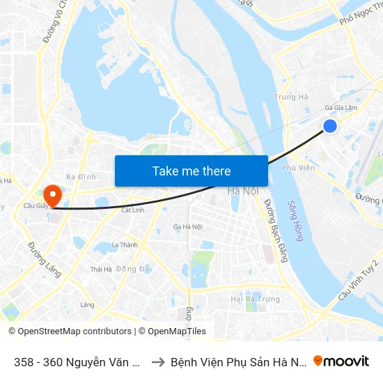 358 - 360 Nguyễn Văn Cừ to Bệnh Viện Phụ Sản Hà Nội map