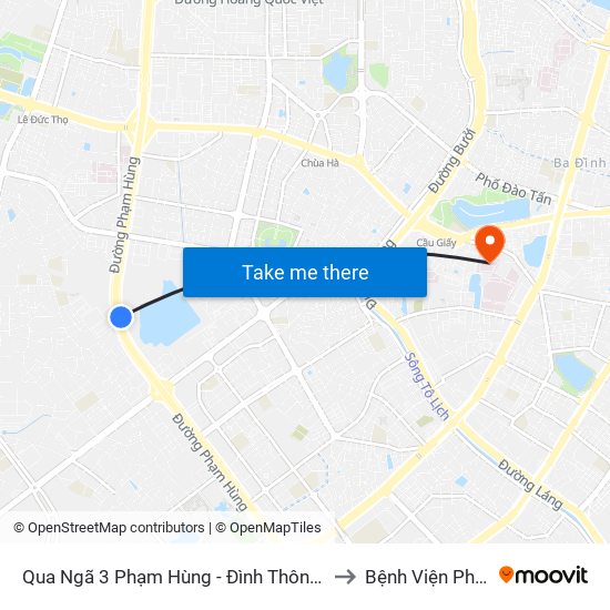 Qua Ngã 3 Phạm Hùng - Đình Thôn (Hướng Đi Phạm Văn Đồng) to Bệnh Viện Phụ Sản Hà Nội map