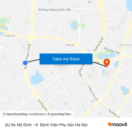 (A) Bx Mỹ Đình to Bệnh Viện Phụ Sản Hà Nội map