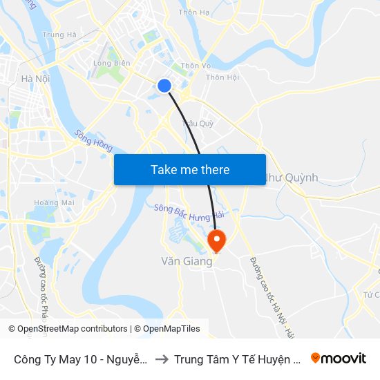 Công Ty May 10 - Nguyễn Văn Linh to Trung Tâm Y Tế Huyện Văn Giang map