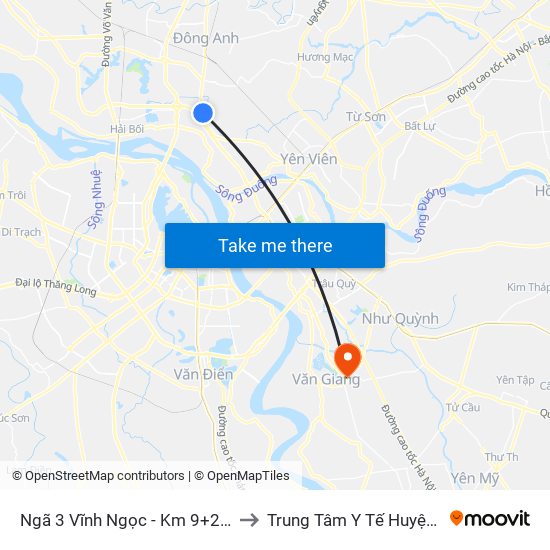 Ngã 3 Vĩnh Ngọc - Km 9+230 Quốc Lộ 3 to Trung Tâm Y Tế Huyện Văn Giang map