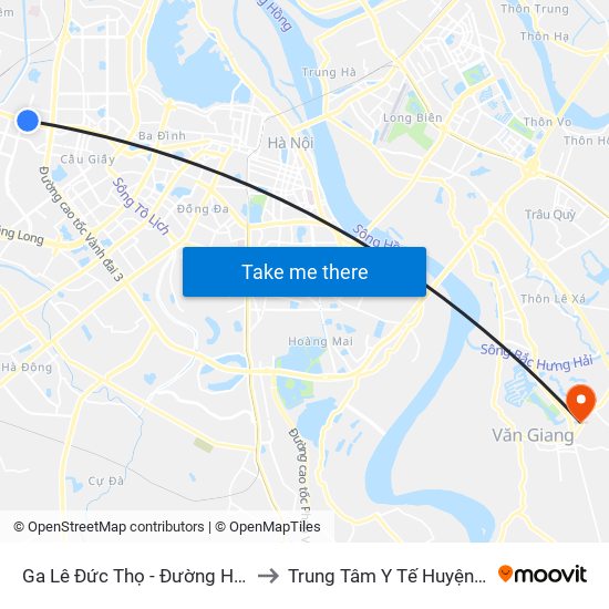 Ga Lê Đức Thọ - Đường Hồ Tùng Mậu to Trung Tâm Y Tế Huyện Văn Giang map