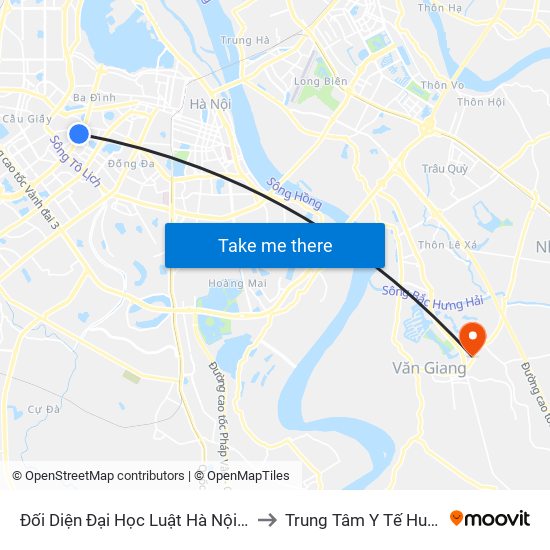 Đối Diện Đại Học Luật Hà Nội - Nguyễn Chí Thanh to Trung Tâm Y Tế Huyện Văn Giang map