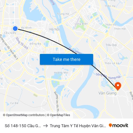 Số 148-150 Cầu Giấy to Trung Tâm Y Tế Huyện Văn Giang map