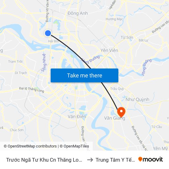 Trước Ngã Tư Khu Cn Thăng Long 100m (Chiều Nội Bài - Hà Nội) to Trung Tâm Y Tế Huyện Văn Giang map