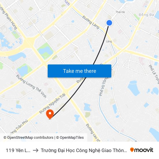 119 Yên Lãng to Trường Đại Học Công Nghệ Giao Thông Vận Tải map