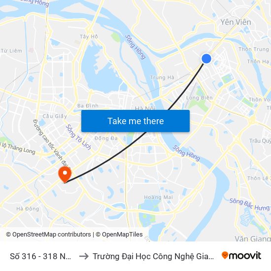 Số 316 - 318 Ngô Gia Tự to Trường Đại Học Công Nghệ Giao Thông Vận Tải map