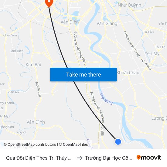Qua Đối Diện Thcs Tri Thủy 30m (Đối Diện Photo Hảo Thu) - Dt428 to Trường Đại Học Công Nghệ Giao Thông Vận Tải map